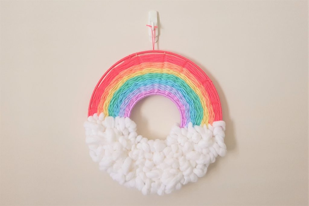 Rainbow Pom Pom Yarn Weaving